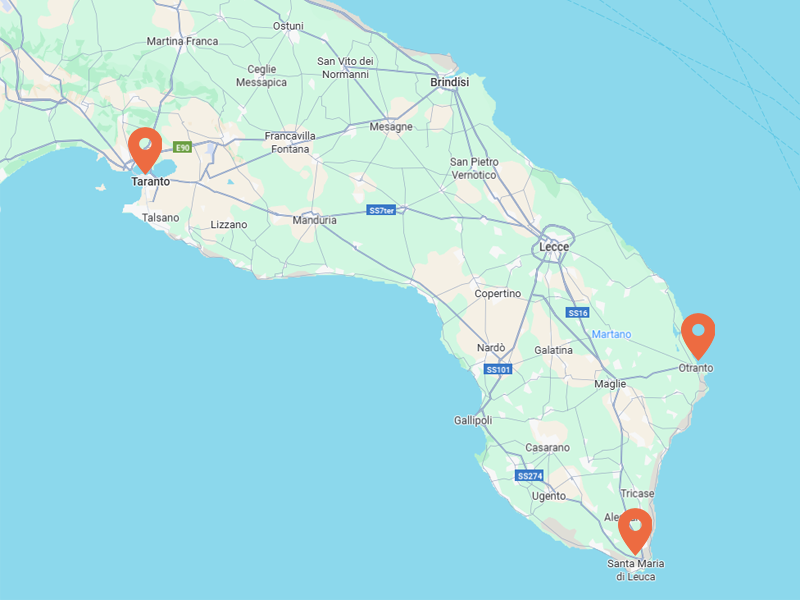 mappa spiagge salento